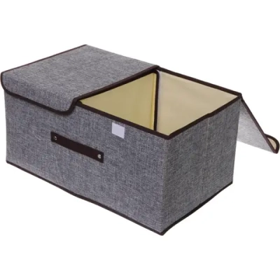 Короб - органайзер складной стеллажный для хранения вещей «ДОМания», цвет серый, два отделения, 50*30*25см (лейбл)