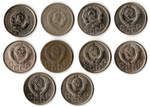 Набор монет 20 копеек 1932.33,36,46,48,52,54,55,56,57 (10 шт) (F-XF) (2)