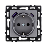 Розетка штепсельная SCHUKO 16A/250 В с USB A+C 20W, серый Kollinger Asthetik AS-016GY