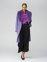 Женское шерстяное пальто с меховым воротником