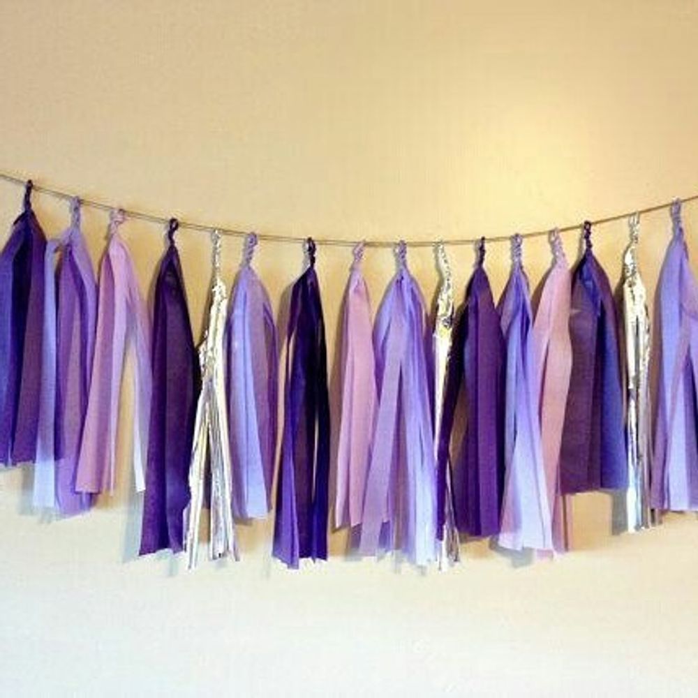 Гирлянда Тассел, Сиреневый, 35*12 см, 12 листов.
