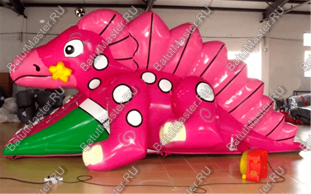Надувная горка "Розовый динозаврик" 6.5*4*3 м