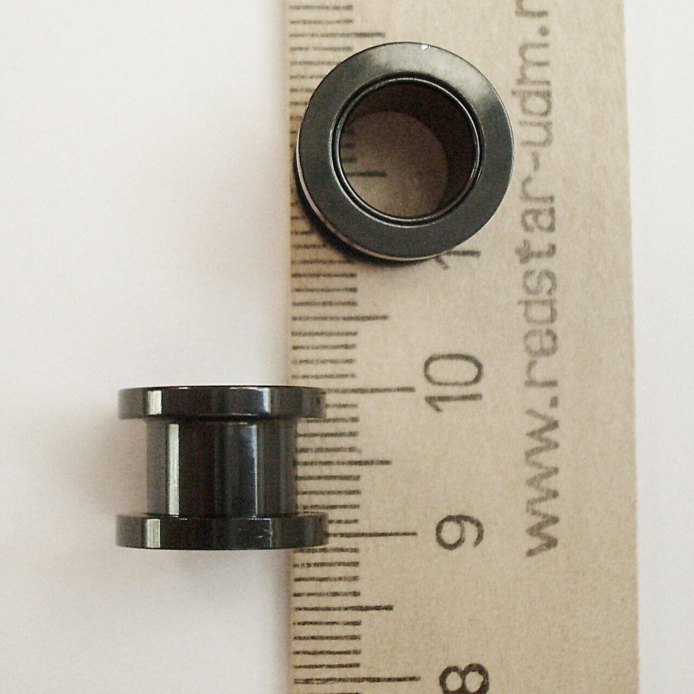 Тоннель диаметр 10 мм для пирсинга ушей (медицинская сталь). Титановое покрытие 1 пара