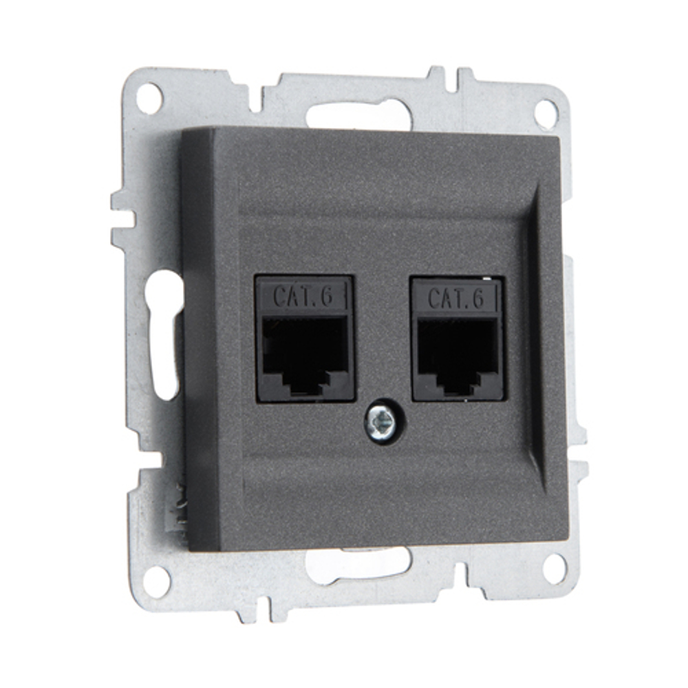 Розетка компьютерная ARVIA Electric, кат. 6, 2 гнезда, антрацит 50042000248