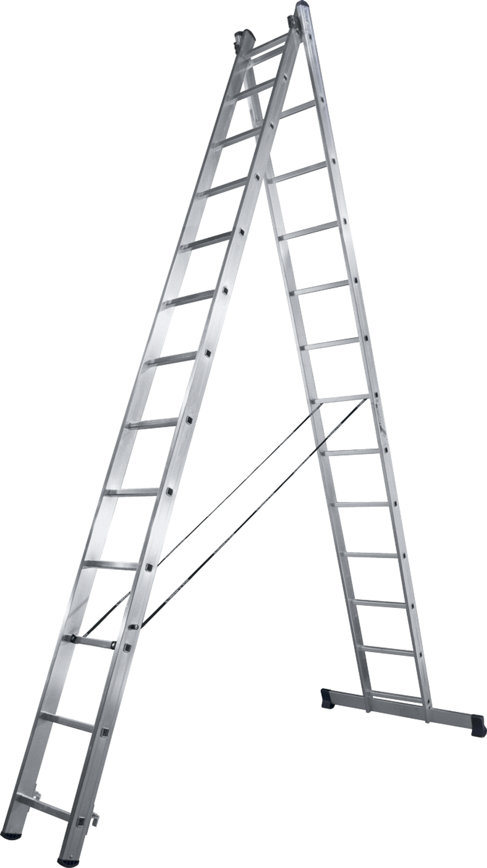 Лестница-стремянка, 2 x 9 ступеней, 2,53 - 4,22 м, алюминиевая, Alumet H2 5209---