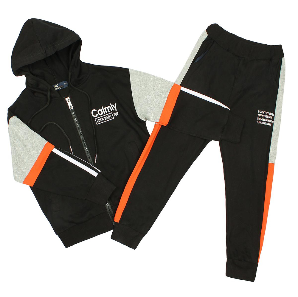 Спортивный костюм для девочек А.4437-B39, черный, р. 122-128см 9730346