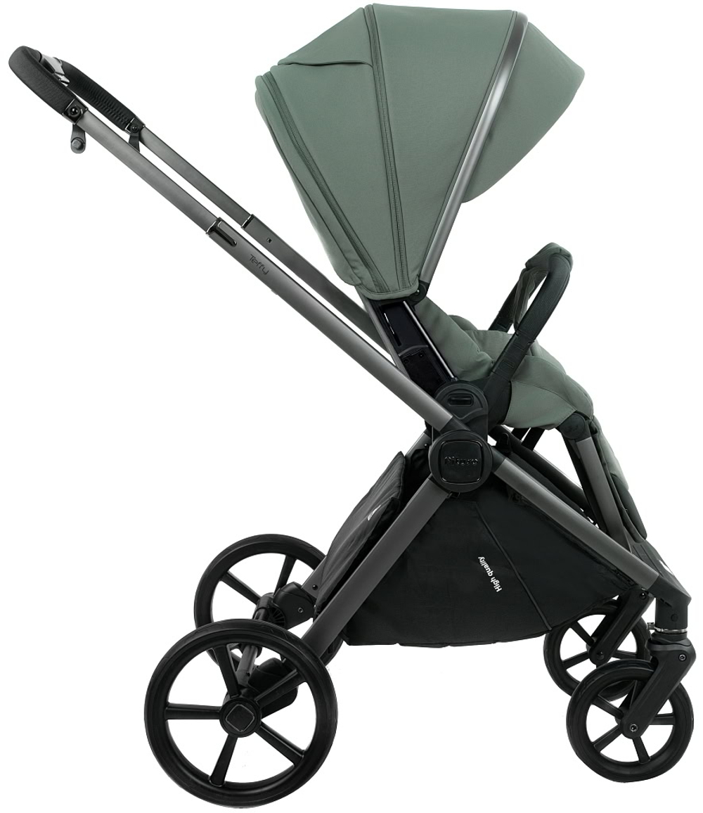 Детская коляска Pituso Teffy 4 в 1 с автокреслом Baesa Black с базой Sage Green/Graphite