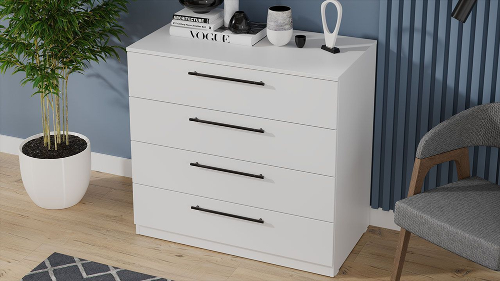 Комод для одежды с ящиками и полками Белый 3 ящика 120х51х87 см