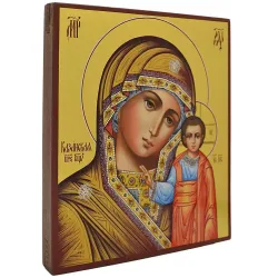 Икона Казанской Божьей Матери писанная на доске.