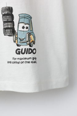 ZARA ФУТБОЛКА С ПРИНТОМ ТАЧКИ МОЛНИЯ МАККУИН © DISNEY, ЭКРЮ