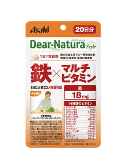 Dear-Natura мультивитамины усиленные железом, Asahi