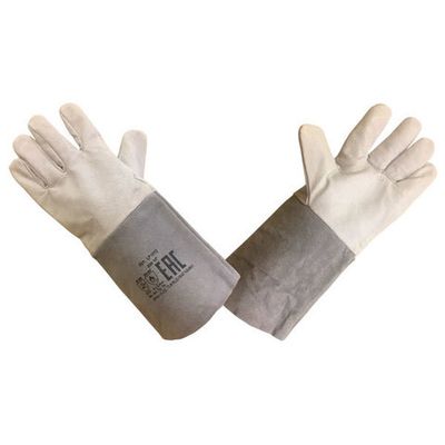 КРАГИ АРГОНЩИКА, без подкладки, кисть-кожа, манжет-спилок (серый)