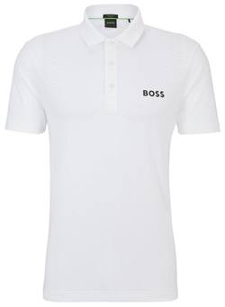 Мужское теннисное поло BOSS Paddytech Degradé-Jacquard Polo Shirt - white