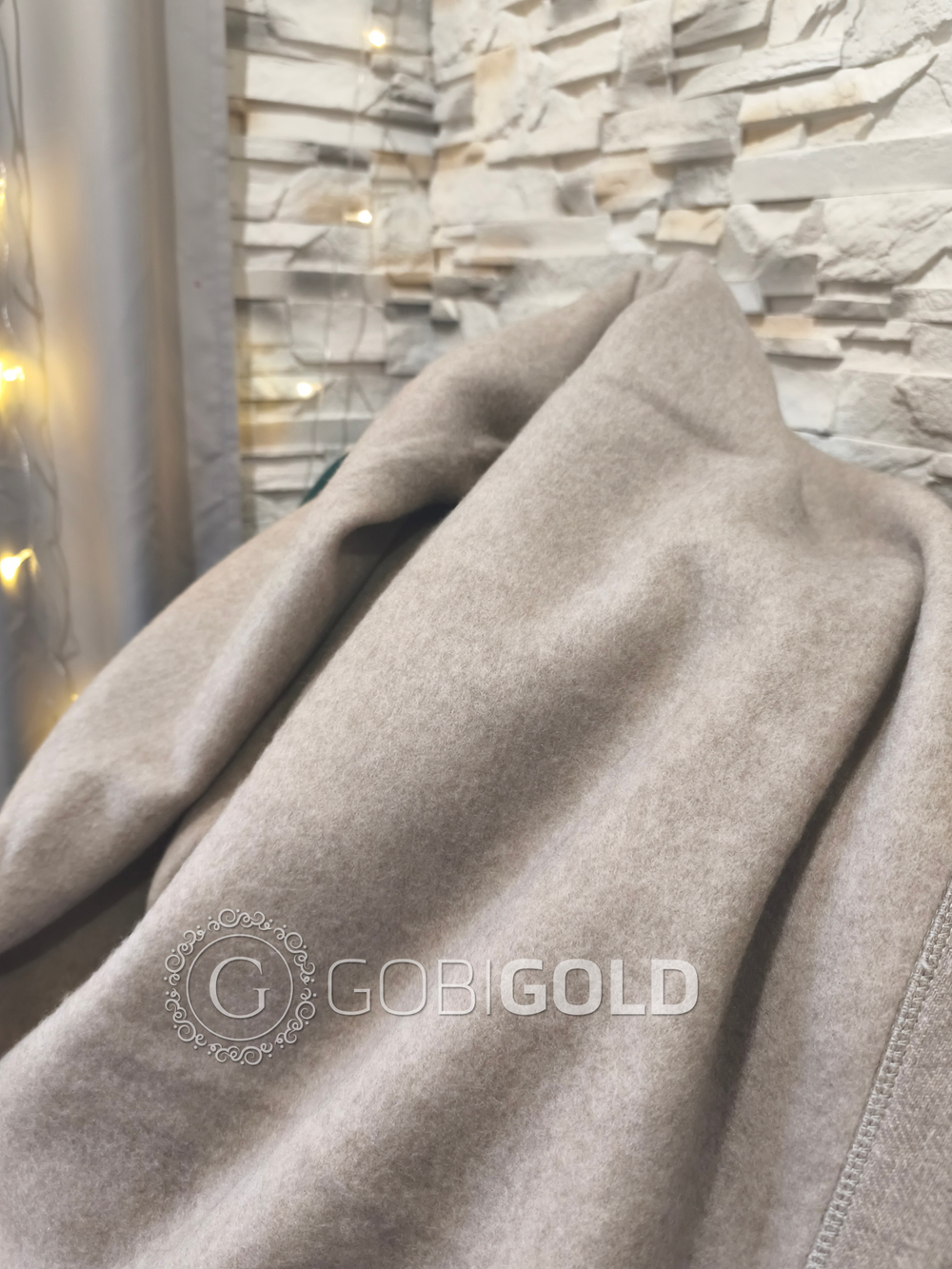 Одеяло тканое из 100% кашемира (ERDENET) 150x200 см. - бежевое (ЛЮКС)