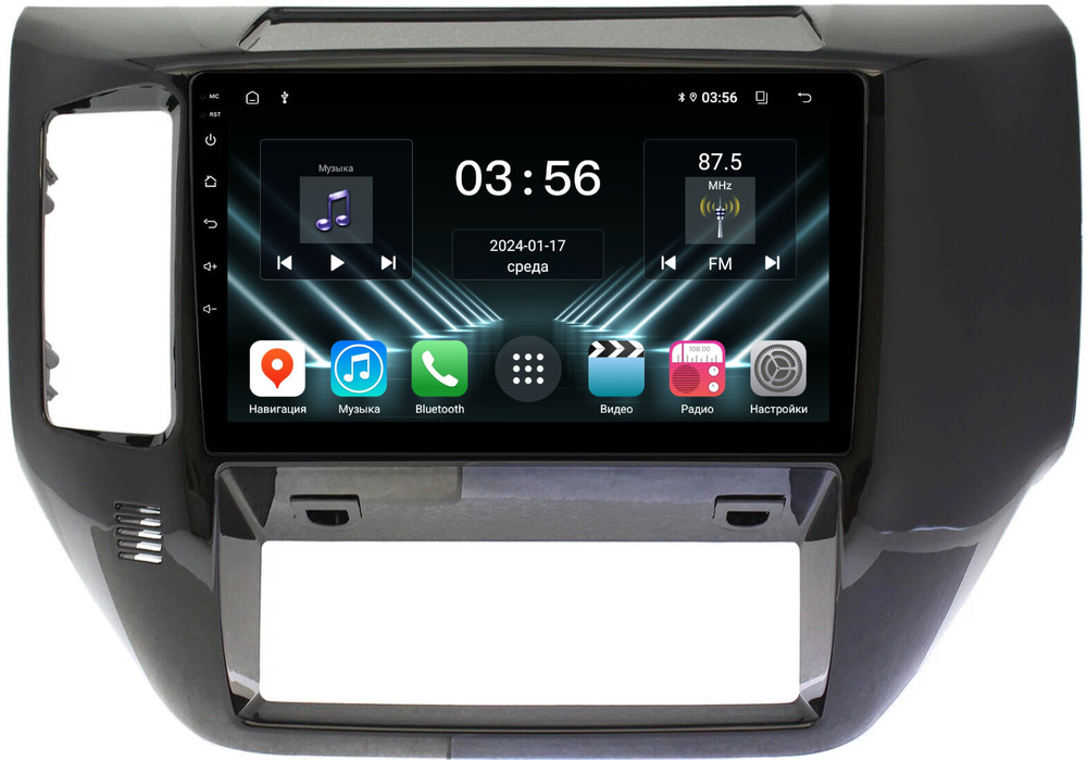 Магнитола для Nissan Patrol Y61 2004-2010 (рамка черная глянцевая) - FarCar DX3260M монитор 9" IPS на Android 13, 4+64Гб, CarPlay