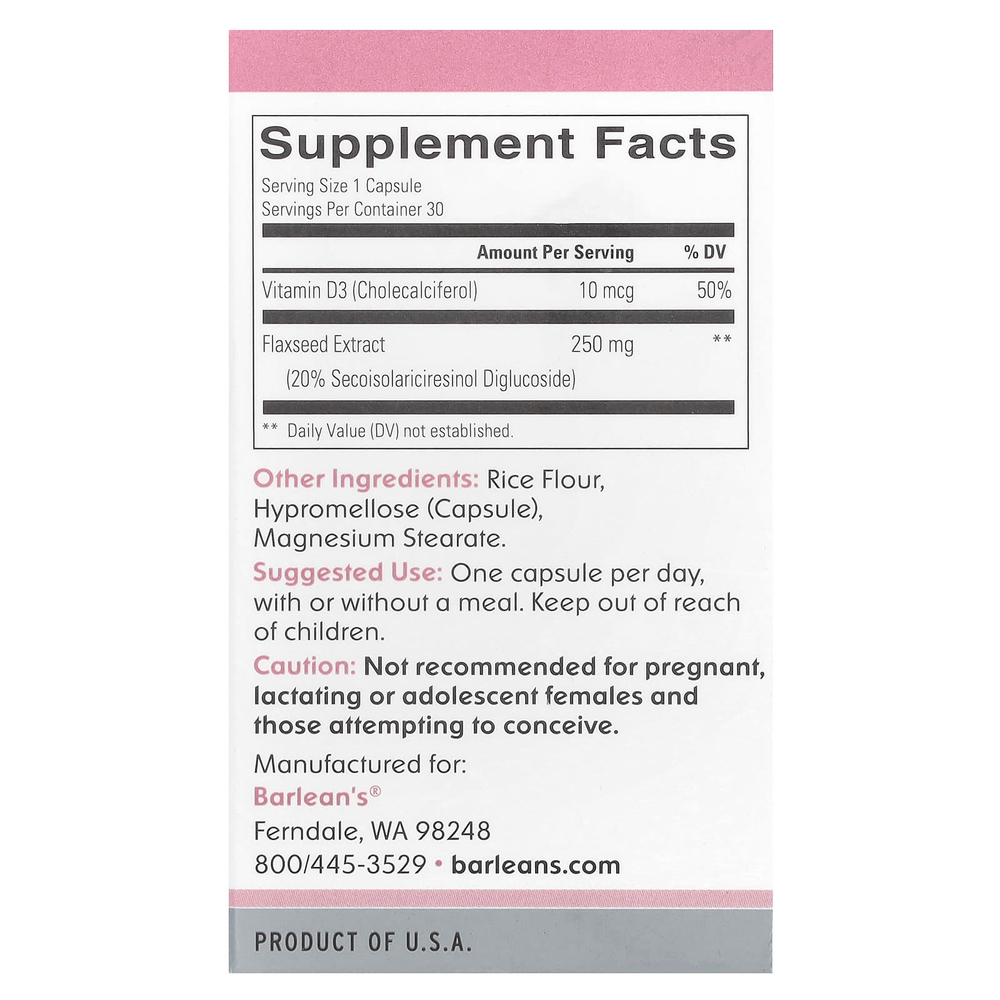 Barlean's, Brevail, экстракт лигнана из растений, 30 капсул