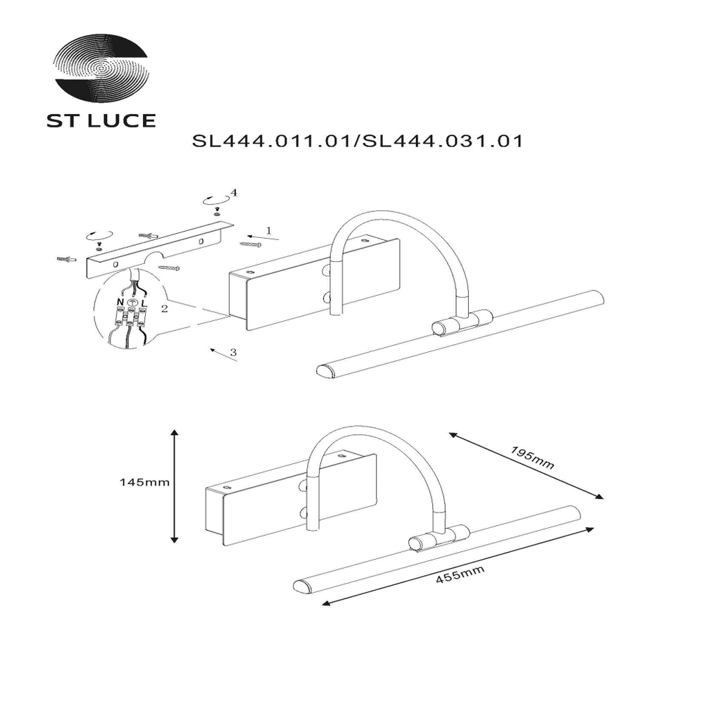 SL444.011.01 Подсветка для картин ST-Luce Хром/Хром LED 1*8W 4000K