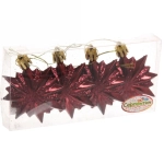 Ёлочные игрушки «Таинственное очарование» Звезда остроконечная 6 см (набор 4 шт), темный рубин