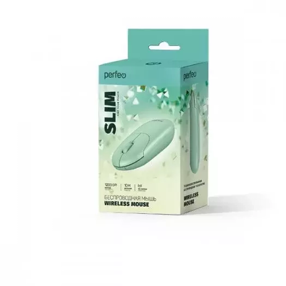 Мышь беспроводная Perfeo Slim green