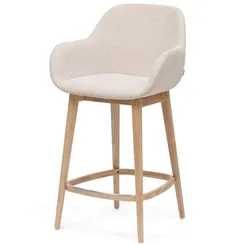 Полубарный стул Konna 65 см бежевый с ножками из светлого ясеня