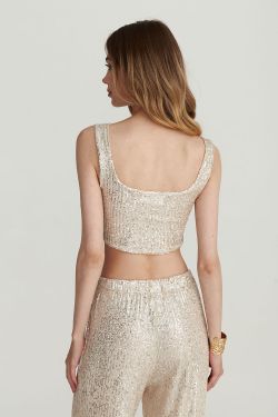 Топ с пайетками цвета шампань