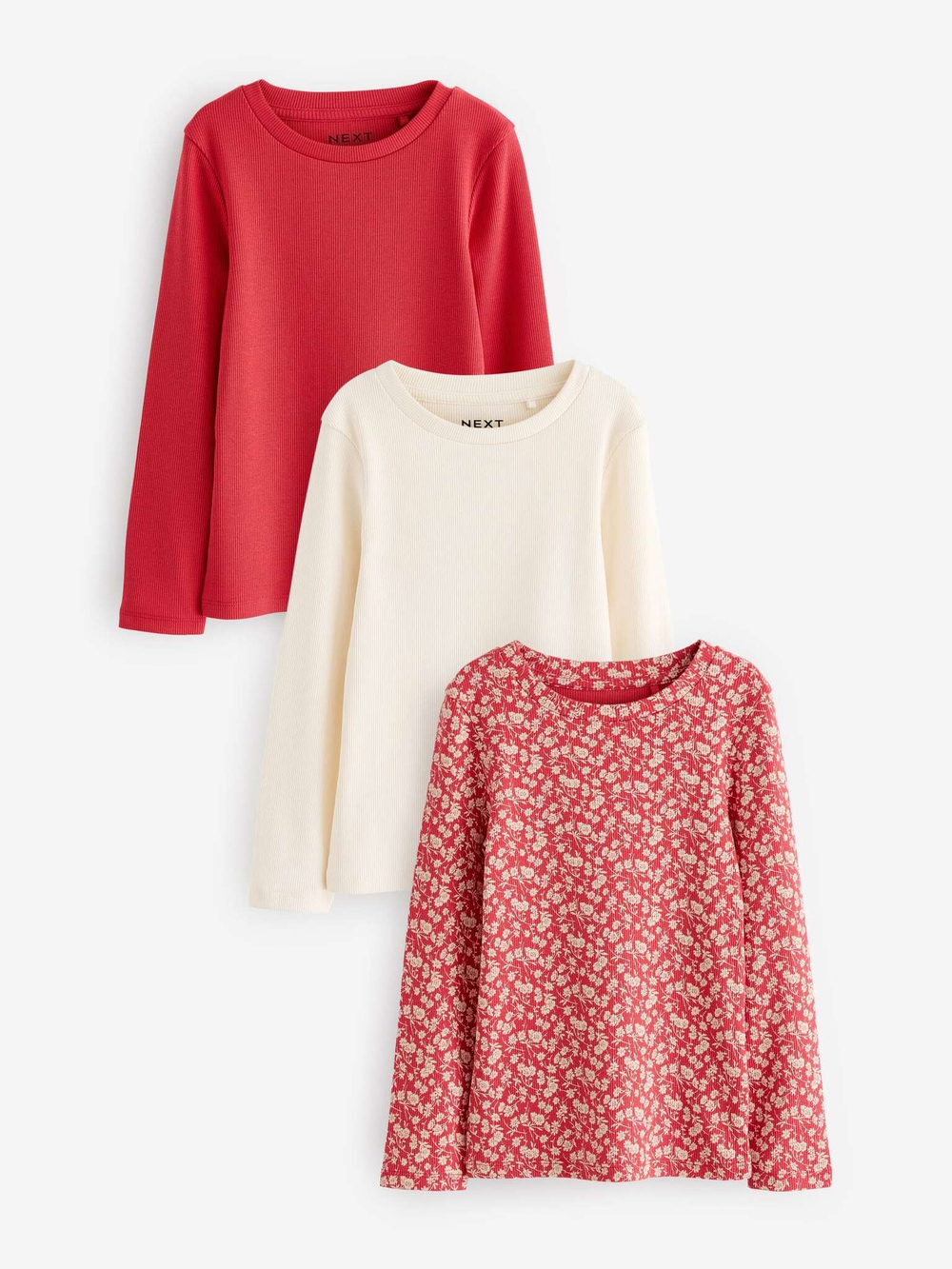 Лонгслив для девочки Next N94-121, 3 шт., Молочный, Красный