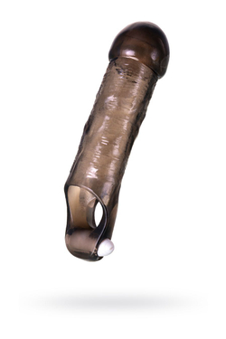 Насадка на пенис с вибрацией XLover by TOYFA, TPE, черный прозрачный, 15,5 см