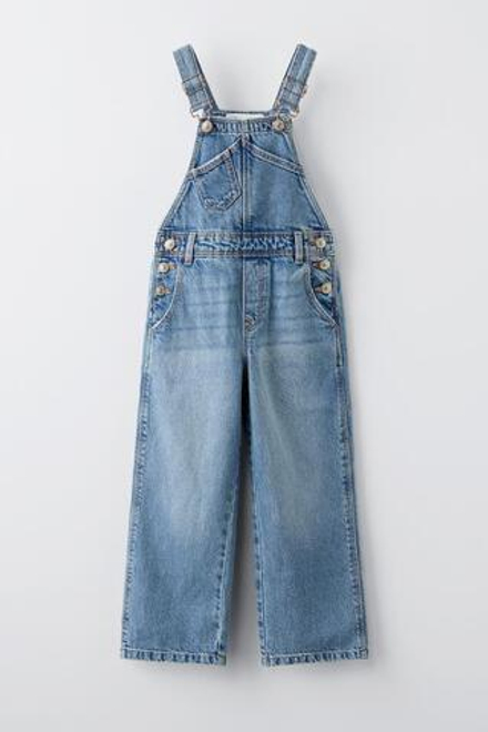 ZARA ДЛИННЫЙ ДЖИНСОВЫЙ КОМБИНЕЗОН, СИНИЙ/БЕЛЫЙ