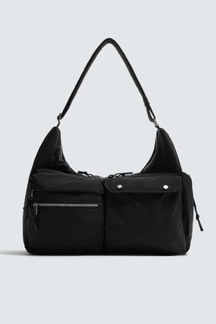 ZARA ТЕХНИЧЕСКАЯ СУМКА С МНОЖЕСТВОМ КАРМАНОВ, ЧЕРНЫЙ