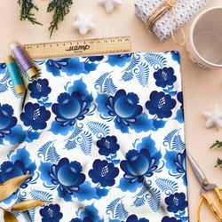 Ткань премиум мембрана вариации на тему гжели