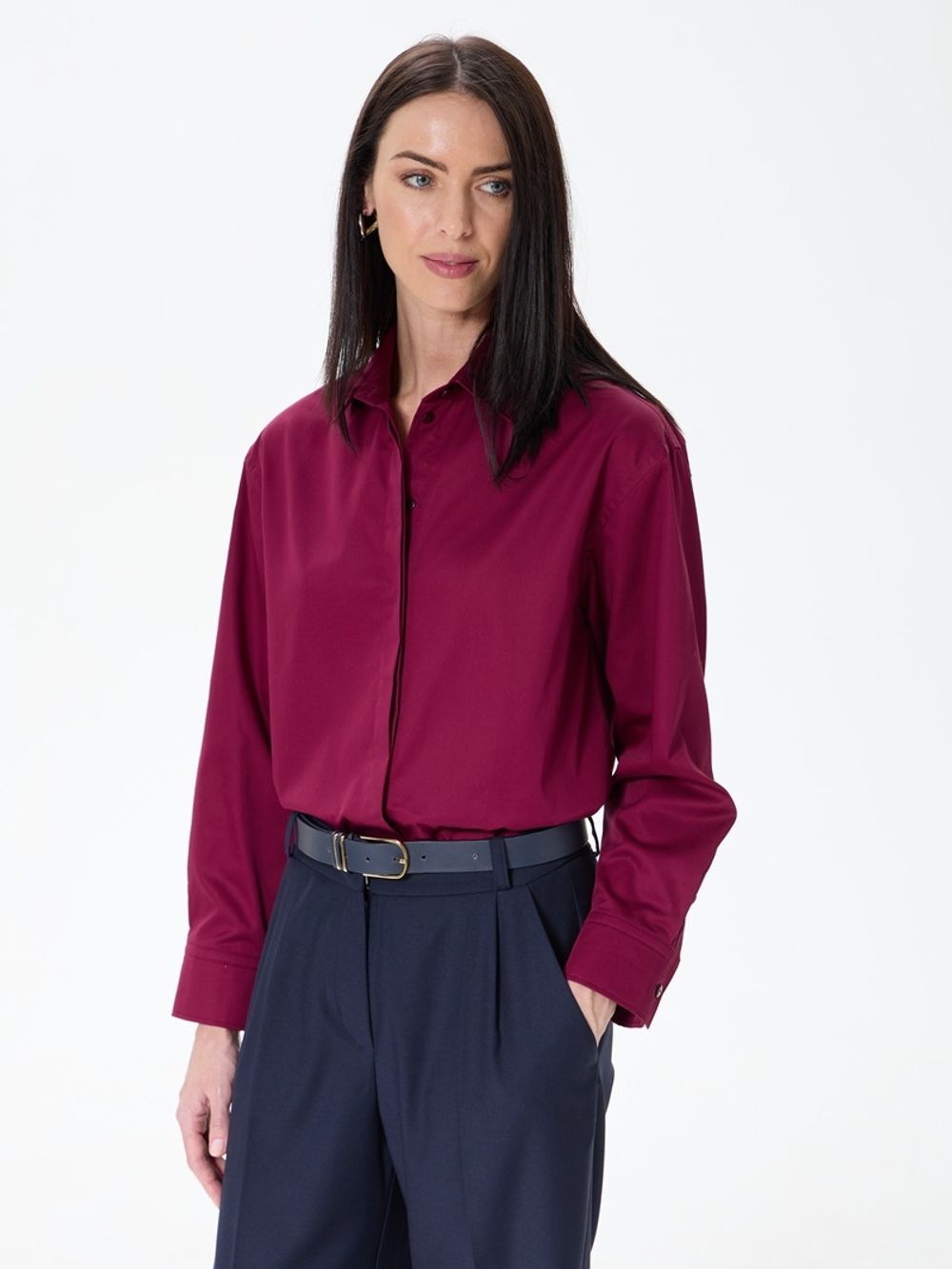 Рубашка Хельсинки бордовый хлопок