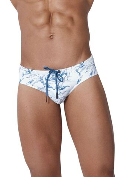 Белые мужские плавки с растительным принтом Fresh Swimsuit Brief (Размер: L) (Цвет: белый)