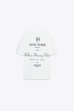 ZARA ФУТБОЛКА С ВЫШИВКОЙ, БЕЛЫЙ