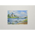 Картина авторская акварельная в паспарту 21х30 см на стену для интерьера "Покровская башня Пскова"