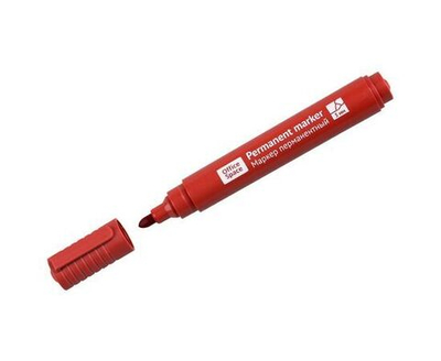 12 шт. Маркер перманентный OfficeSpace "8004А" красный, пулевидный, 3мм