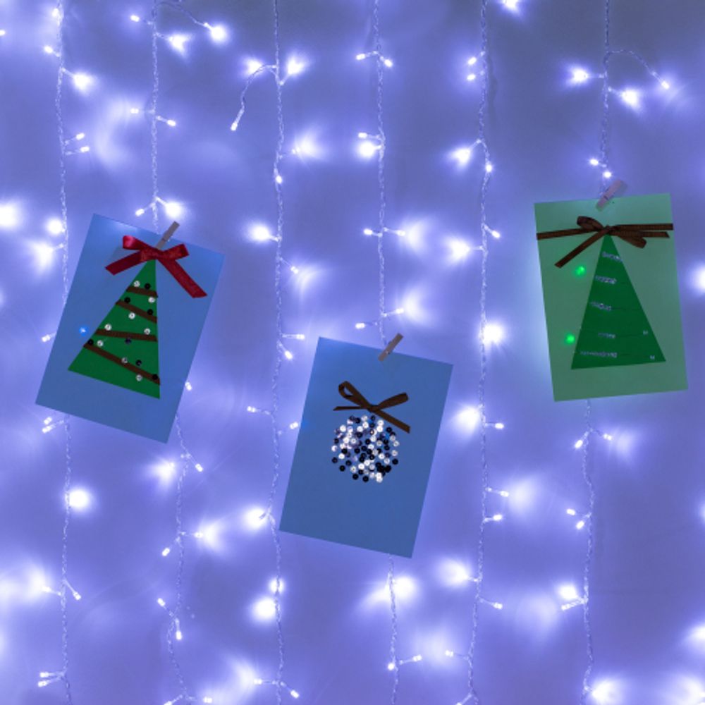 Светодиодная новогодняя гирлянда Intro Holiday INZL-02W занавес 3*2 м холодный белый 240 led 220 в