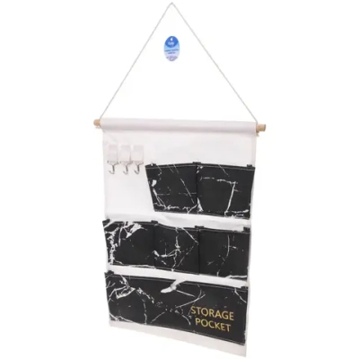 Карман настенный 6 отделений 3 крючка «ИДЕЯДОМА», цвет черный, 35*50см (лейбл Селфи)