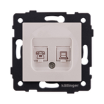 Розетка двойная RJ11 + RJ45 Cat.6, кашемир матовый Kollinger REA-011CM для Aspekt, Eleganz, Reflex
