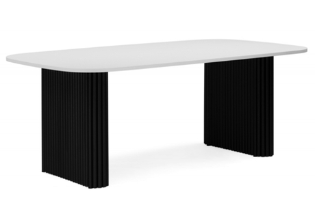 Стол деревянный Woodville Бавария B 200 х 90 белая пленка шагрень, черный, ножки черные