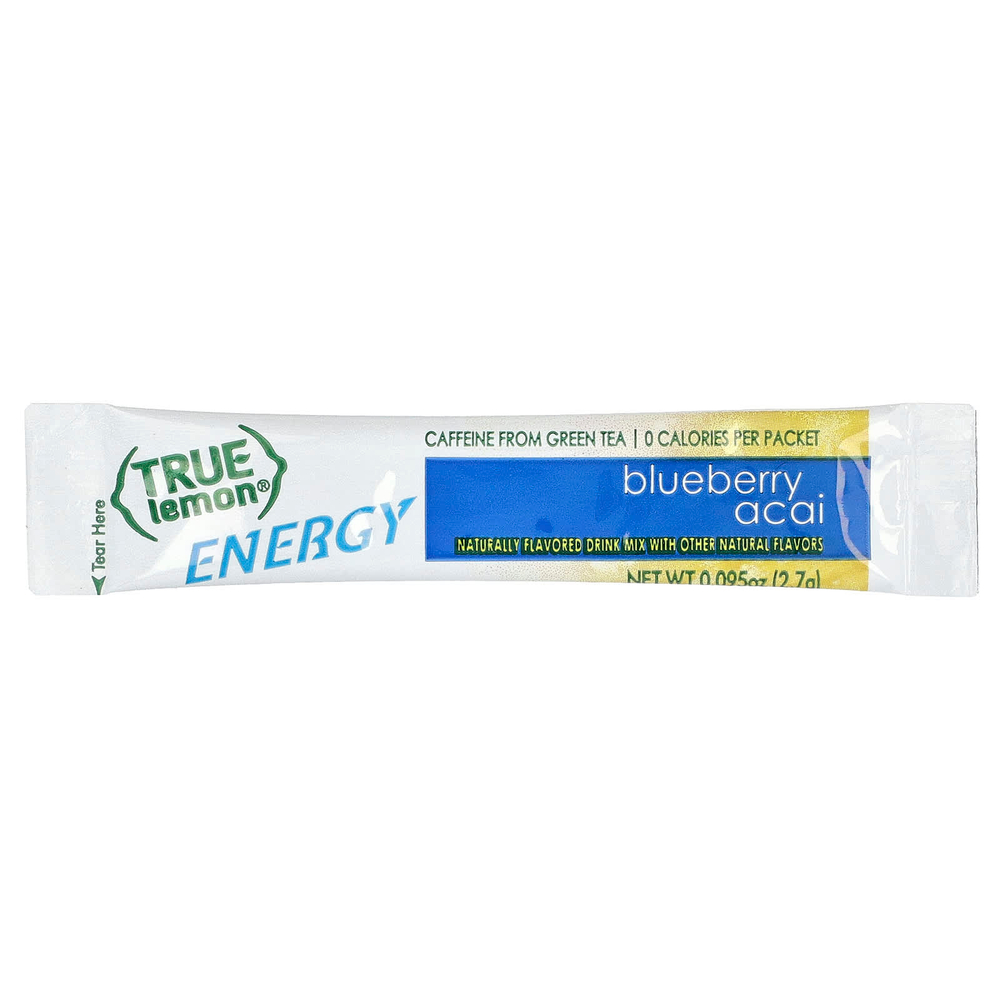 True Citrus, True Lemon, Energy, голубика и асаи, 6 пакетиков по 2,7 г (0,095 унции)