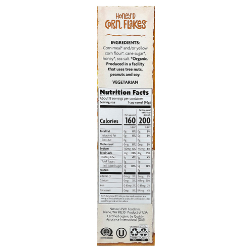 Nature's Path, органические кукурузные хлопья, мед, 300 г (10,6 унции)