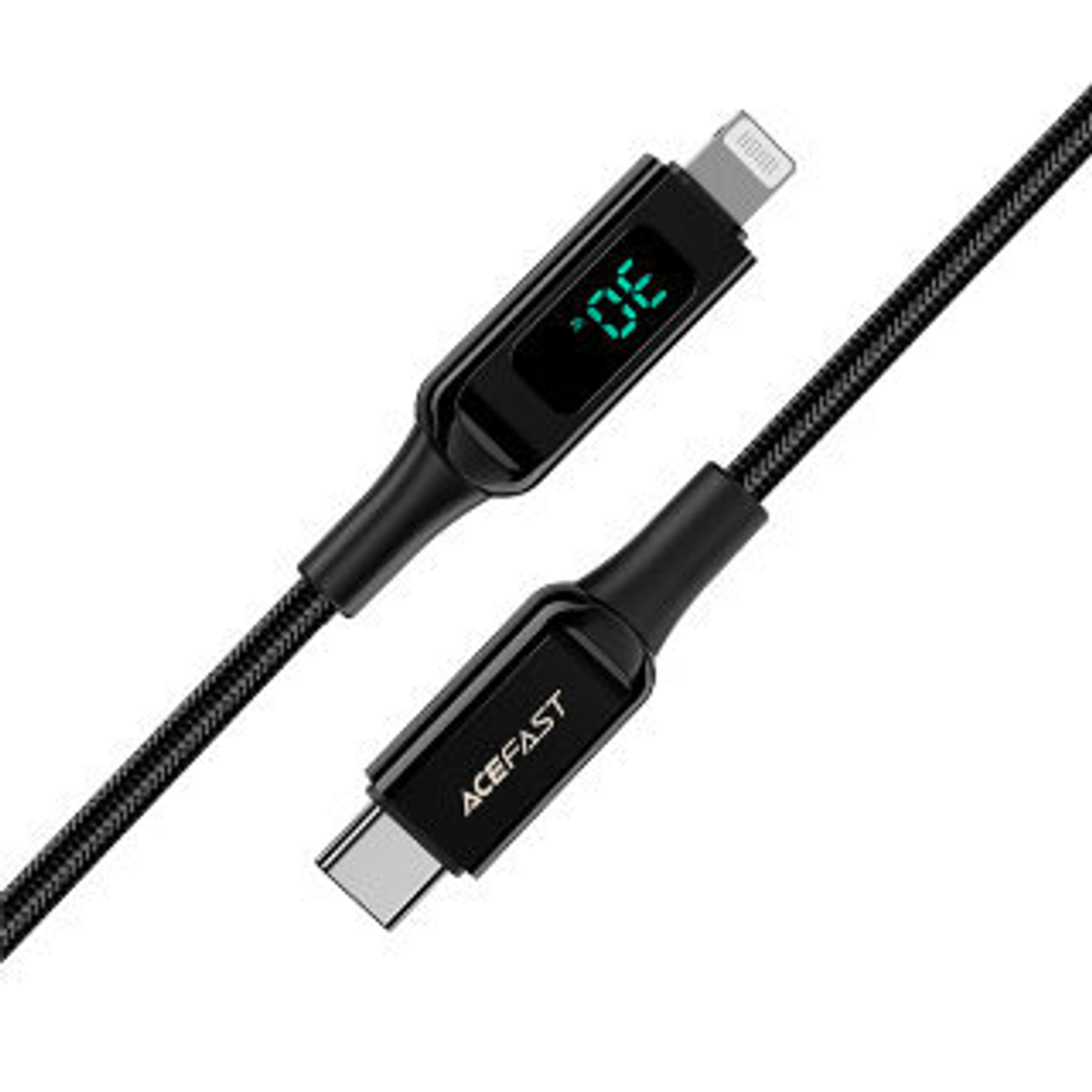 C6-01 USB-C to Lightning zinc alloy digital display braided charging data cable