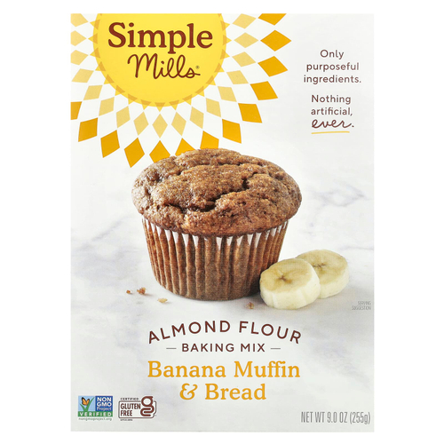 Simple Mills, смесь для выпечки из миндальной муки, банановые кексы и хлеб, 255 г (9 унций)