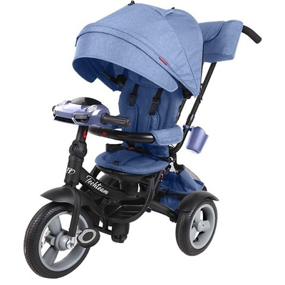 Детский трехколесный велосипед с ручкой Tech Team Luxury голубой