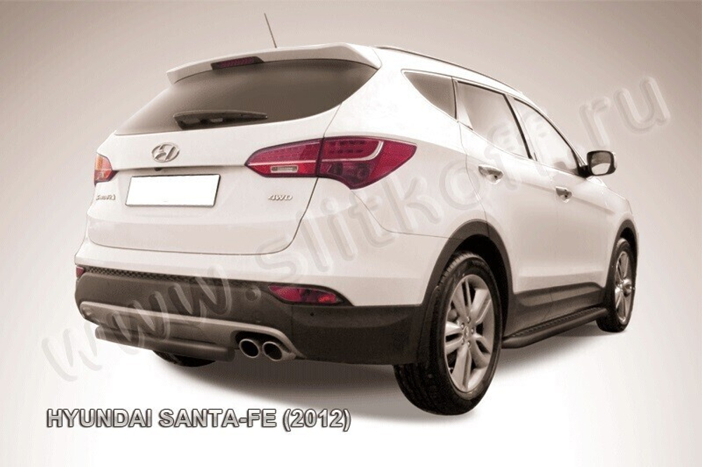 Защита заднего бампера Hyundai Santa Fe (2012-2018) d57 короткая черная