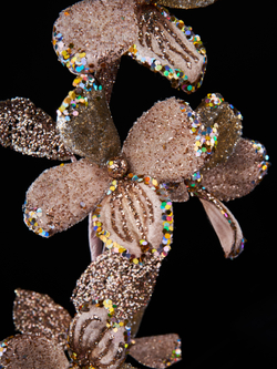 Веточка с листьями кизила 72см ChristmasDeLuxe платина