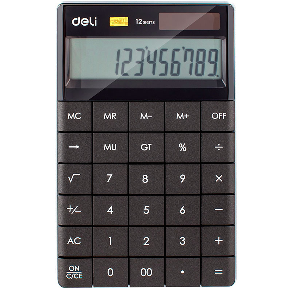 Калькулятор настольный DELI "1589" 12 разрядный, 166х104х15 мм, черный