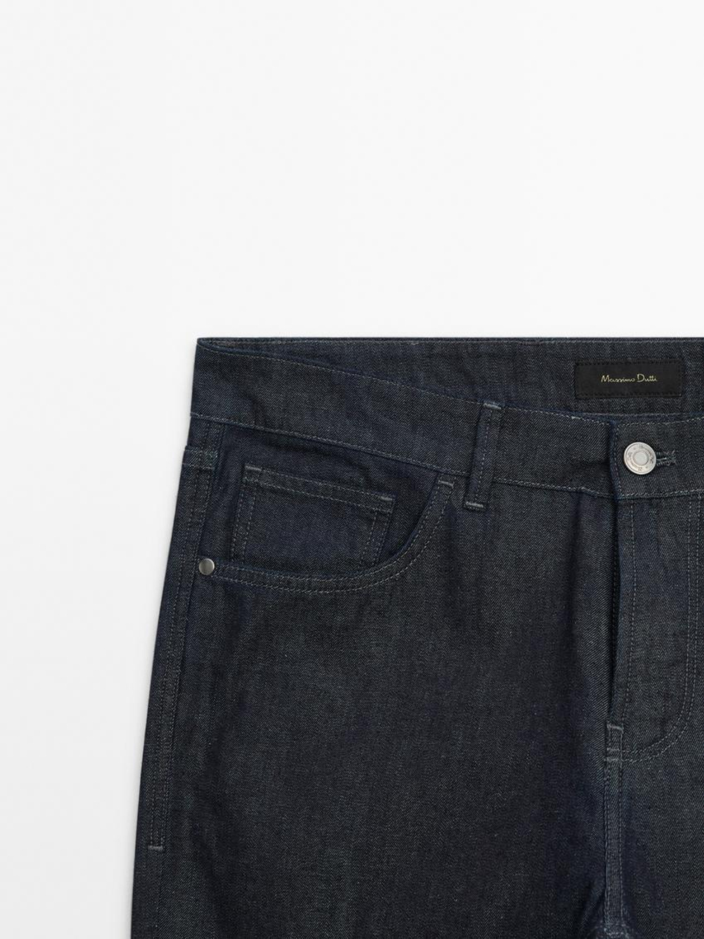 Massimo Dutti Зауженные джинсы с эффектом потертости, индиго