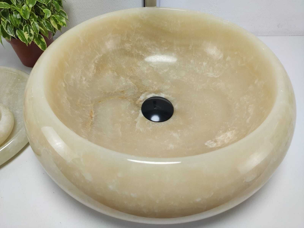 Каменная раковина из оникса Donut Yellow Medium DO-00921 (45*45*15)