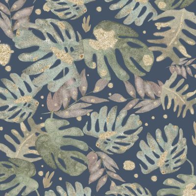 Листья монстеры с золотом